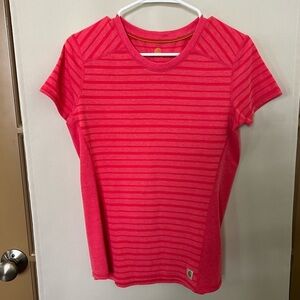 Carhartt Womens Small Pink Stripe G‎ Force Crewneck Short Sleeve T-Shirt